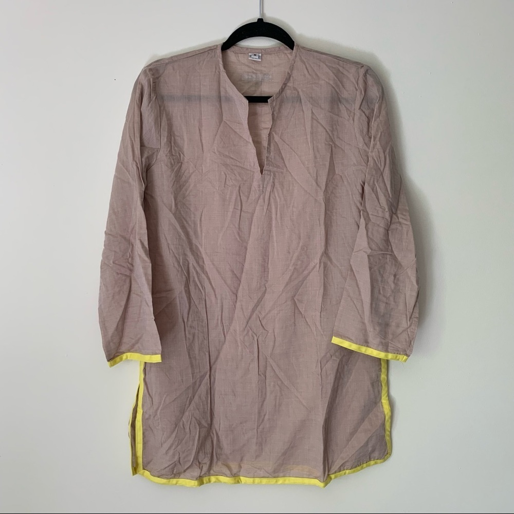 Sable tan yellow trim beach tunic coverup Medium